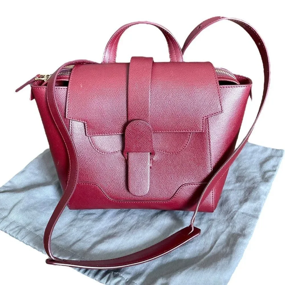 Senreve Mini Maestra Bag Chianti Leather Tote Backpack Crossbody Satchel Red